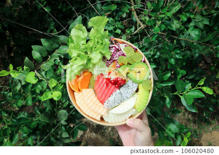 fruit and vegetable salad or cantaloupe, dragon fruit and lettuce salad fruit and vegetable salad or cantaloupe, dragon fruit and lettuce salad 106020480