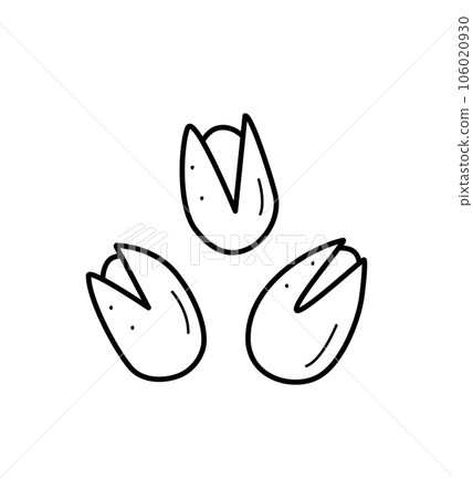 Pistachios icon cartoon doodle. Vector illustration of snacks salted nuts in a shell, isolate on white. 106020930