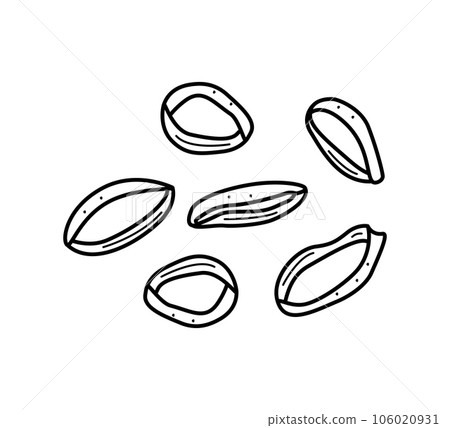 Dried or fried onion squid rings, doodle cartoon vector. Illustration of a beer snack. Dried or fried onion squid rings, doodle cartoon vector. Illustration of a beer snack. 106020931
