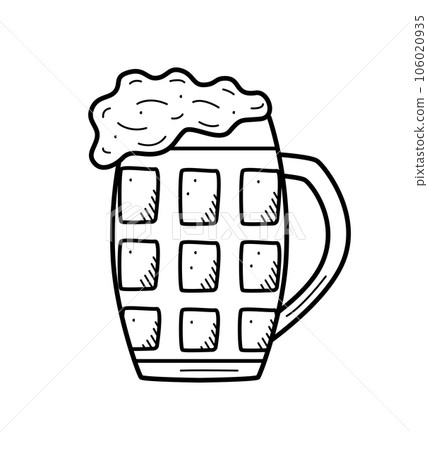 Glass beer mug with foam icon. Vector illustration of a logo for a bar or pub. Single doodle sketch isolate on white. Glass beer mug with foam icon. Vector illustration of a logo for a bar or pub. Single doodle sketch isolate on white. 106020935