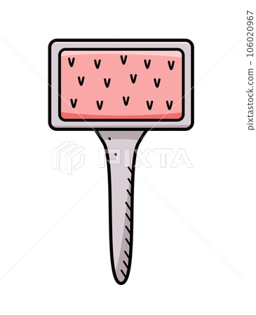 Pet grooming comb, vector doodle illustration. A brush for combing wool dogs and cats. Pet grooming comb, vector doodle illustration. A brush for combing wool dogs and cats. 106020967