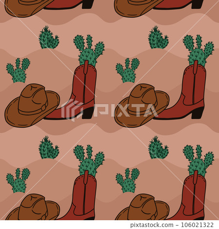 Retro cartoon cowboy aesthetics seamless pattern Retro cartoon cowboy aesthetics seamless pattern 106021322