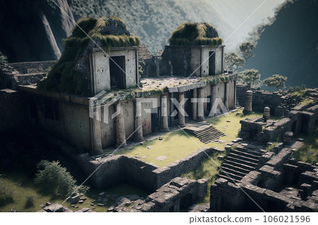 Futuristic Inca created by generative AI - Inca city ruins in... - Stock Illustration ...