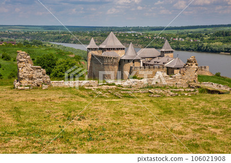 Khotyn Fortress medieval fortification complex in Ukraine. Khotyn Fortress medieval fortification complex in Ukraine. 106021908