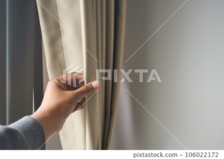 close up of clean fabric curtain. close up of clean fabric curtain. 106022172