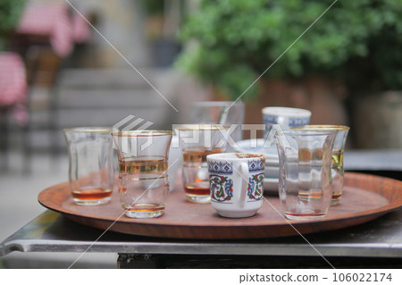 many empty coffee cup on table , many empty coffee cup on table , 106022174