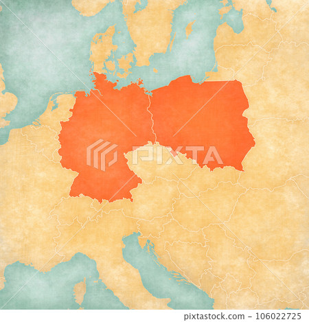 Map of Central Europe - Germany and Poland 106022725