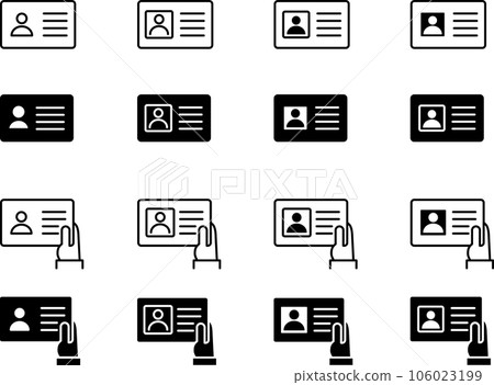 簡單的身份證和呈現手圖標集 簡單的身份證和呈現手圖標集 106023199