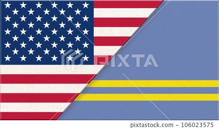 Flags of USA and Aruba. USA and Aruba relations 106023575