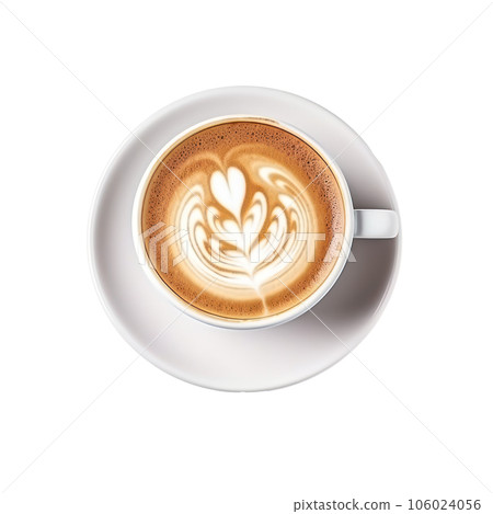 White cup of cappuccino coffee isolated. White cup of cappuccino coffee isolated. 106024056