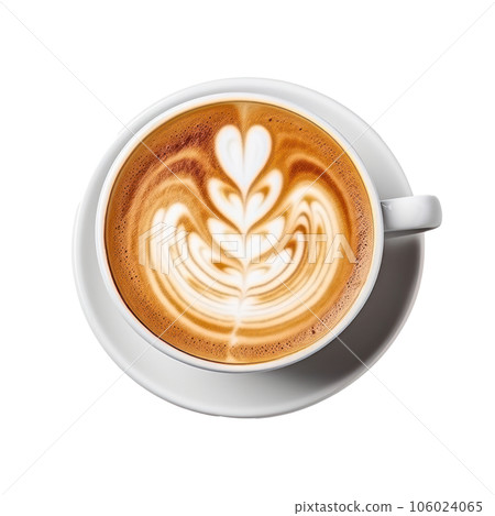 White cup of cappuccino coffee isolated. White cup of cappuccino coffee isolated. 106024065