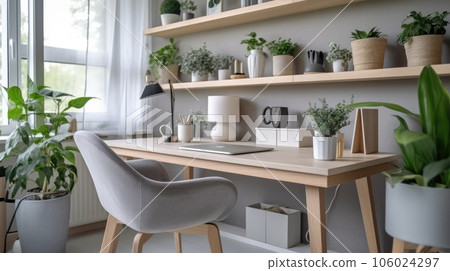 Inspiring office interior design Scandinavian style Generative AI AIG 31. 106024297