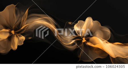 Beautiful abstract black and gold luxury impressionistic floral design background. Generative AI AIG32 Beautiful abstract black and gold luxury impressionistic floral design background. Generative AI AIG32 106024305