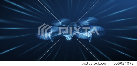 Drone. Abstract 3d drone isolated on blue. Military technology, aerial monitoring Drone. Abstract 3d drone isolated on blue. Military technology, aerial monitoring 106024872