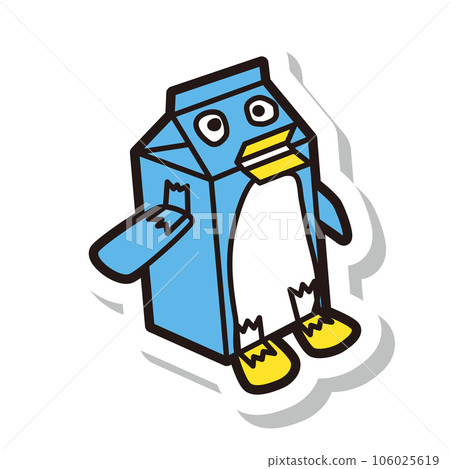 Milk carton work penguin label line drawing Milk carton work penguin label line drawing 106025619