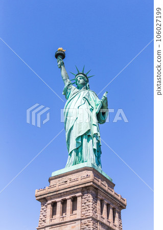 Close view of the Statue of Liberty over blue sky Close view of the Statue of Liberty over blue sky 106027199