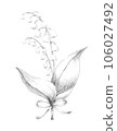 Line drawing lily of the valley Transparent material 106027492