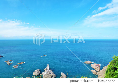 秋田縣 藍天碧海的日本海 106027872