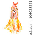 Rooster watercolor illustration isolated on a white background 106028221