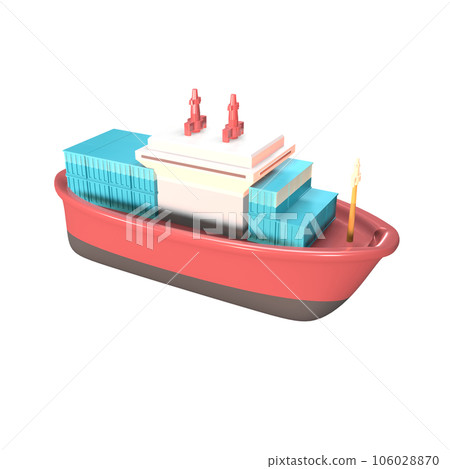 3D icon cargo ship rendered isolated on the transparent background 3D icon cargo ship rendered isolated on the transparent background 106028870