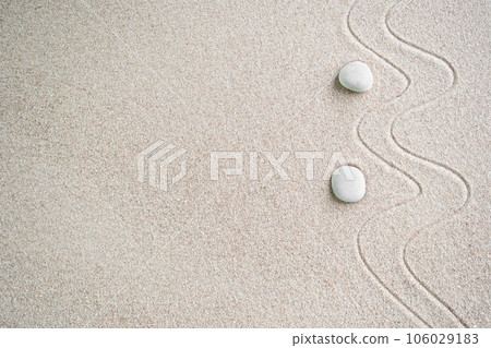 Japanese Zen Garden with Pebble with Line on Sand,mini Stone on Beach backgrond Top View and nobody,Ciircle Rock Balance Japan on nature,Simplicity Purity life,Relax Aromatherapy Spa and Yoga,Buddhism Japanese Zen Garden with Pebble with Line on Sand,mini Stone on Beach backgrond Top View and nobody,Ciircle Rock Balance Japan on nature,Simplicity Purity life,Relax Aromatherapy Spa and Yoga,Buddhism 106029183