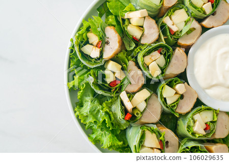 vegetables wrap or salad rolls with creamy salad sauce 106029635