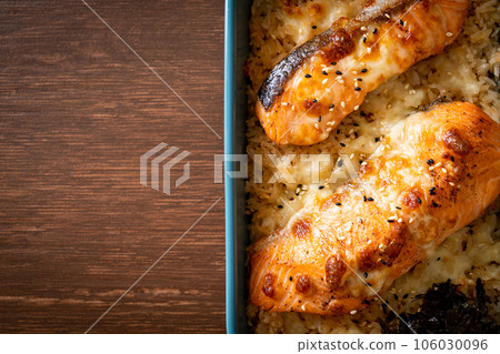 salmon with spicy miso rice bowl salmon with spicy miso rice bowl 106030096