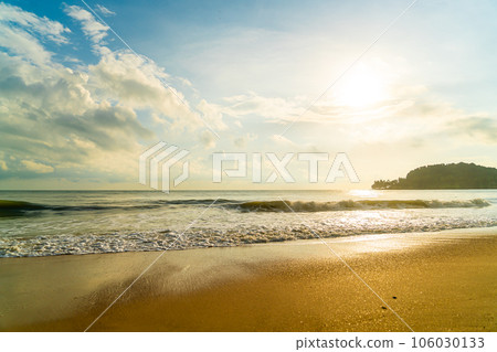 beautiful beach sea at sunrise or sunset time 106030133