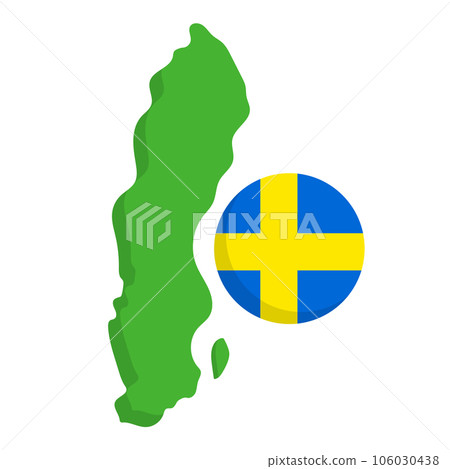 Sweden map and Swedish flag icon. vector. Sweden map and Swedish flag icon. vector. 106030438