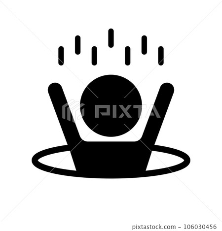 Silhouette icon of a person falling into a hole. vector. 106030456