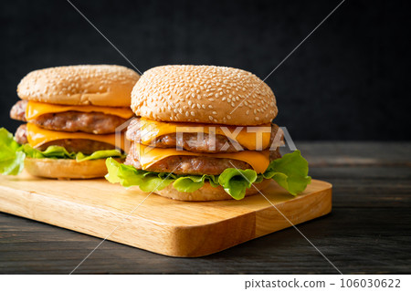 pork hamburger or pork burger with cheese 106030622