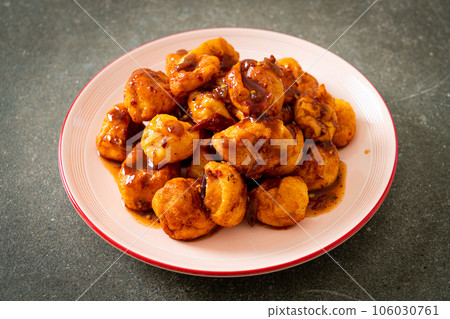 fried meatballs with spicy dipping sauce fried meatballs with spicy dipping sauce 106030761