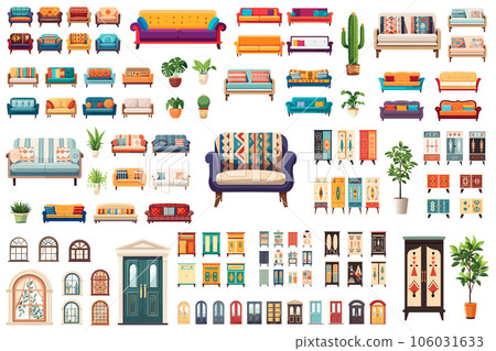 Cute furniture illustration set 106031633