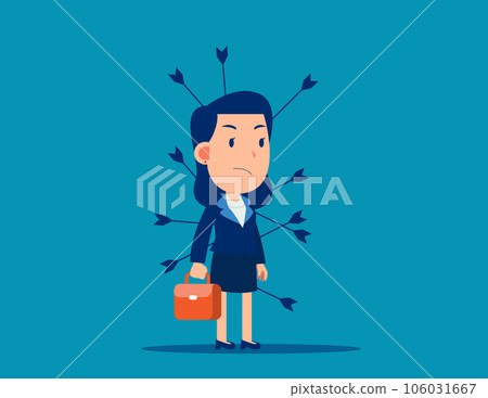 Business person with painful bows. Victim from business betrayal Business person with painful bows. Victim from business betrayal 106031667