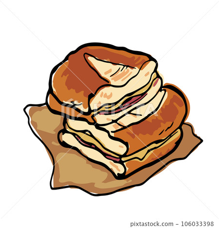 古巴三明治手繪插畫 106033398