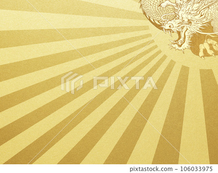 Sunrise and dragon gold foil background 106033975