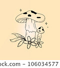 Poisonous mushrooms Vector illustration drawn by hand, family of inedible mushrooms Dangerous mushrooms, toadstool, fly agaric, white toadstool, family of mushrooms isolated background 106034577