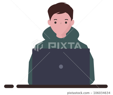 A man using a computer. vector illustration A man using a computer. vector illustration 106034634