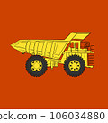 Construction machinery. Heavy road equipment trucks, forklifts and tractors, excavation crane truck isolated vector illustration set. Equipment transportation construction, industry crane 106034880
