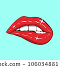 red lip vector illustration, hand drawn 106034881