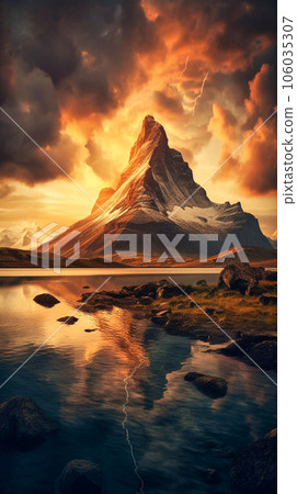 Mesmerizing Misty Sun landscape photography, Generative AI 106035307