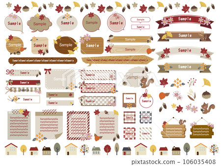 Chic colored cute autumn illustration frame set Chic colored cute autumn illustration frame set 106035408