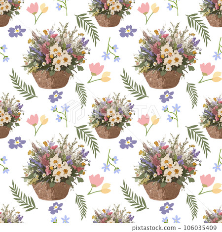 Flower basket seamless pattern Flower basket seamless pattern 106035409