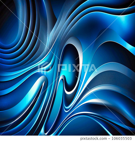 abstract blue background with wavy lines nematic, generative AI 106035503