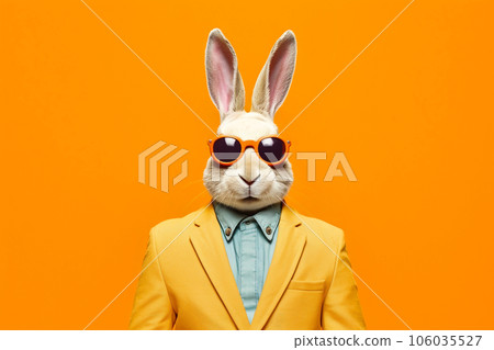 Heavy Bunny Anthropomorphic Bright Colors Trendy Coo, Generative AI 106035527