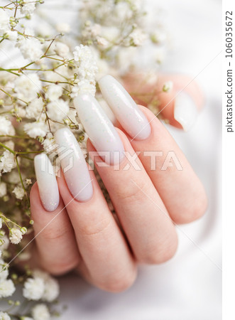 Beauty treatment,  nice manicured woman fingernails. 106035672