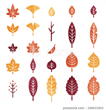 秋天的樹葉插圖設置秋天的顏色 106035843