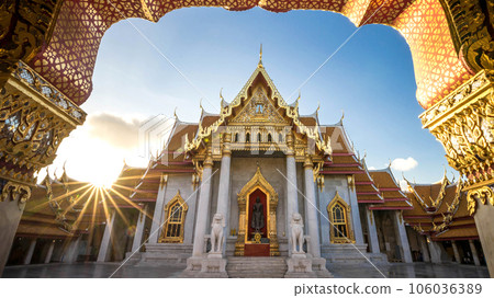Bangkok City - Benchamabophit dusitvanaram temple from Bangkok Thailand Bangkok City - Benchamabophit dusitvanaram temple from Bangkok Thailand 106036389
