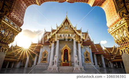 Bangkok City - Benchamabophit  dusitvanaram temple from Bangkok Thailand 106036391