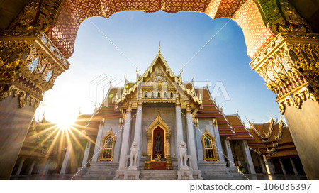 Bangkok City - Benchamabophit dusitvanaram temple from Bangkok Thailand Bangkok City - Benchamabophit dusitvanaram temple from Bangkok Thailand 106036397